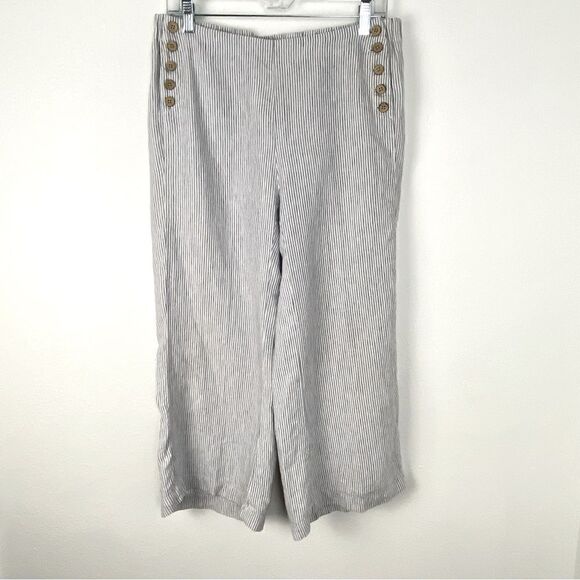 J. Jill Pants - J Jill Love Linen Women’s Ankle Pants Blue & White Striped Lightweight Size S